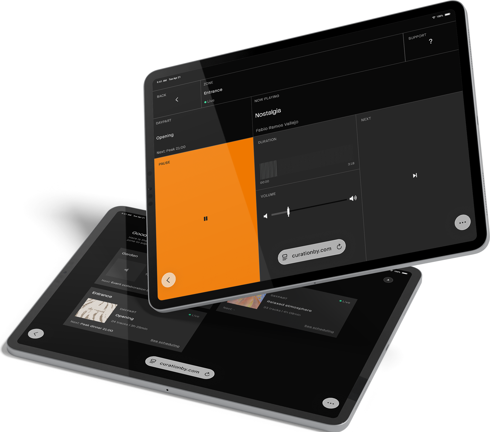 official Curation By app tablet view